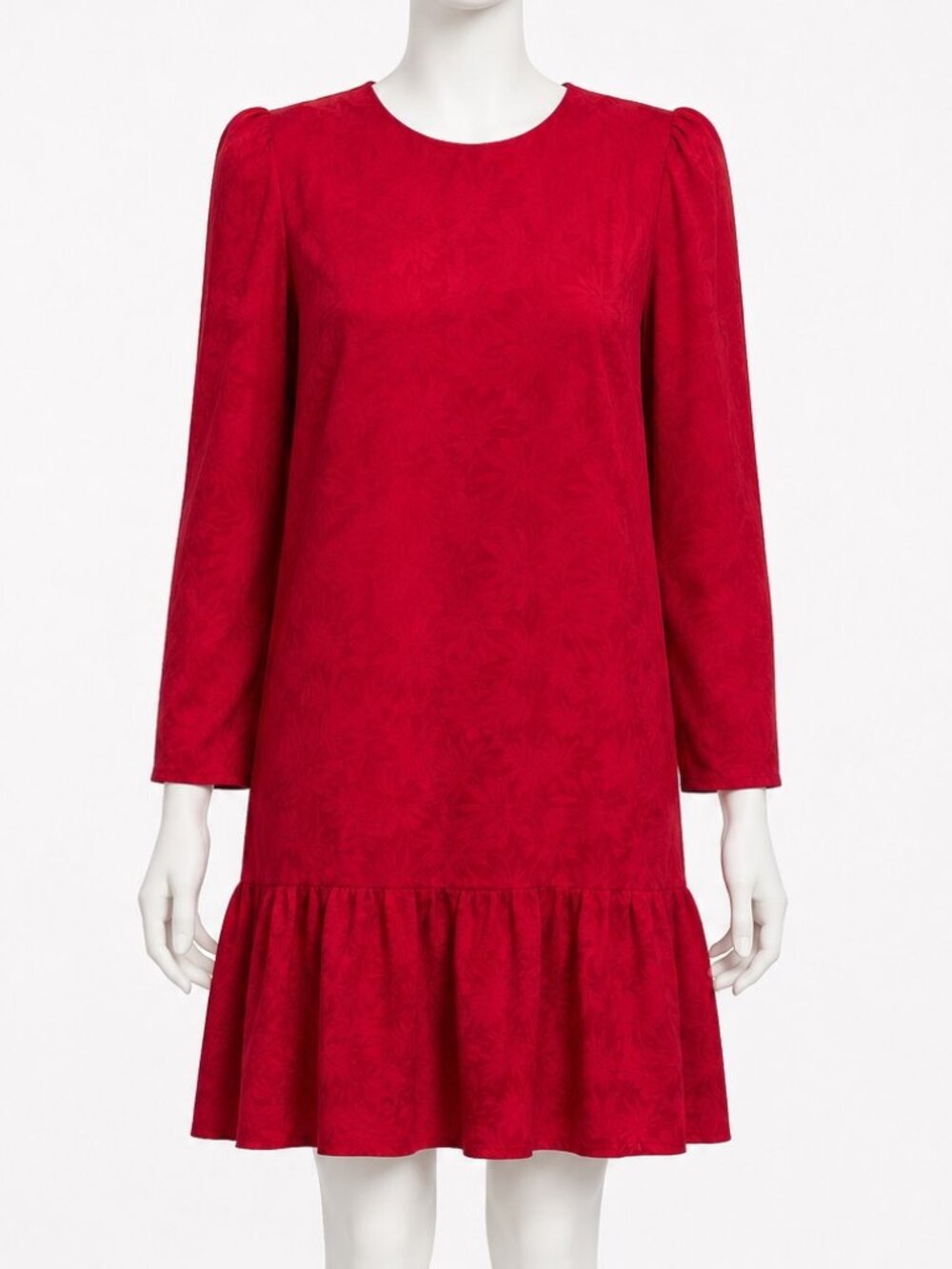 Argenti Red 100% Silk Floral Jacquard Dress Size 16